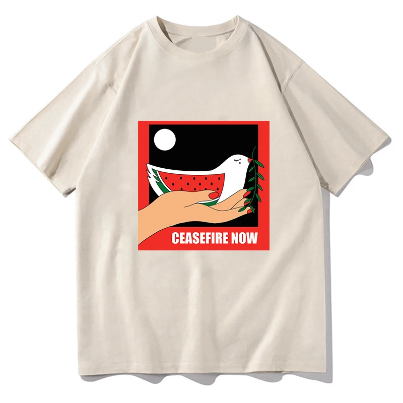 

Men Short T-Shirt Ceasefire Now Tshirt Tees O-neck T Shirts Women Boys 100% Cotton Unisex Nation All Seasons Graphic T shirts