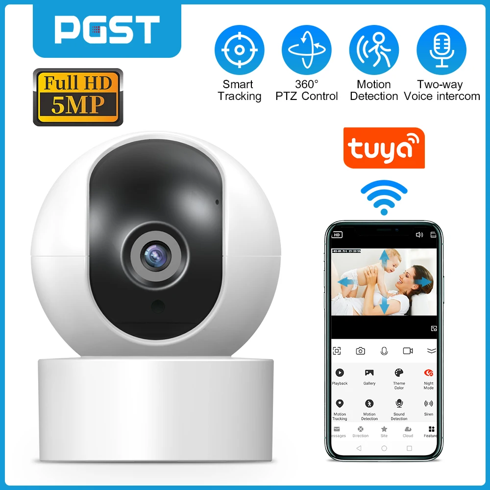 PGST IP kamera 1080P halové člověk detekce noc vidění WIFI kamera děťátko monitor zvířátko kamera pro tuya záruka systém PG107
