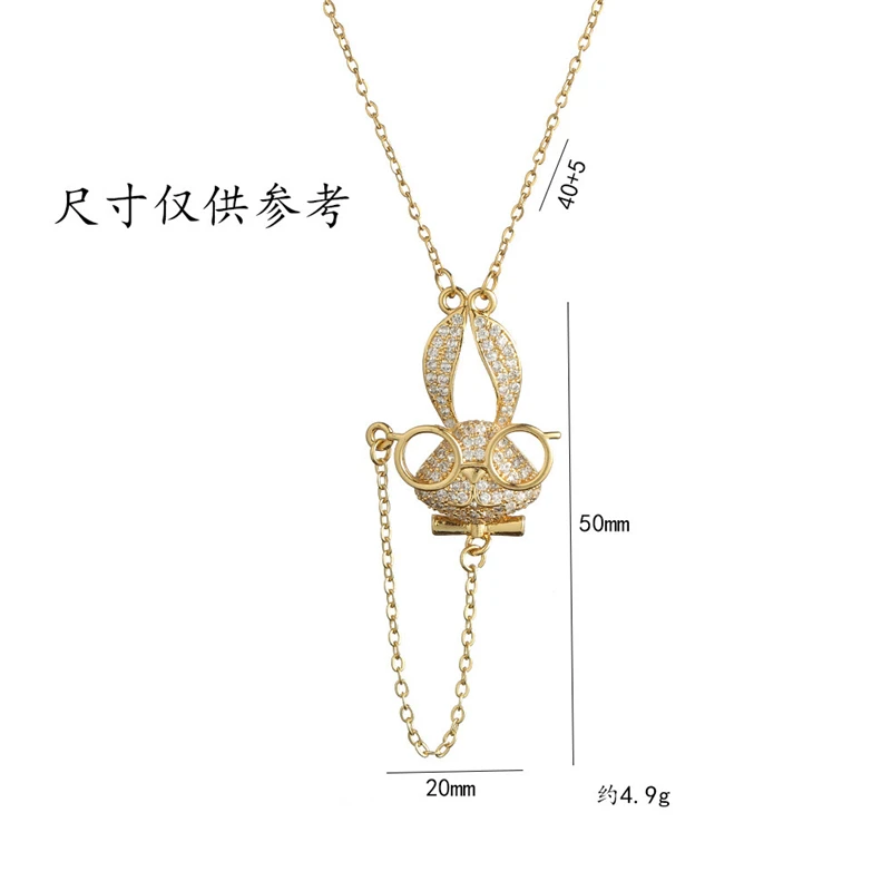Frauen Mode Halskette Niedlichen Kaninchen Anhänger Halsketten Mädchen Schlüsselbein Kette Choker Strass Charms Aussage Halskette Geschenke – Detail 4