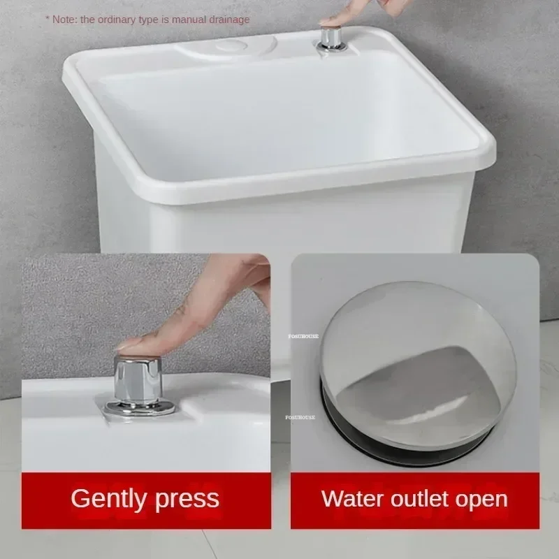 Household Plastic Kitchen Sinks Minimalist Dishwashing Sink Floor-standing Single Slot with Bracket Outdoor Balcony Laundry Pool