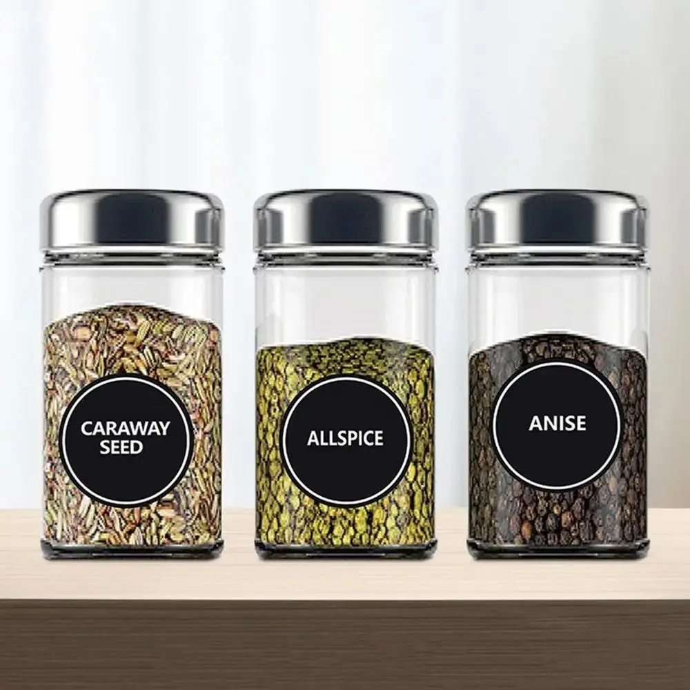 Label Stickers 5 Sheets 180Pcs/set Blackboard Chalkboard Spice Labels for Kitchen Storage Organizer Round Mason Jars