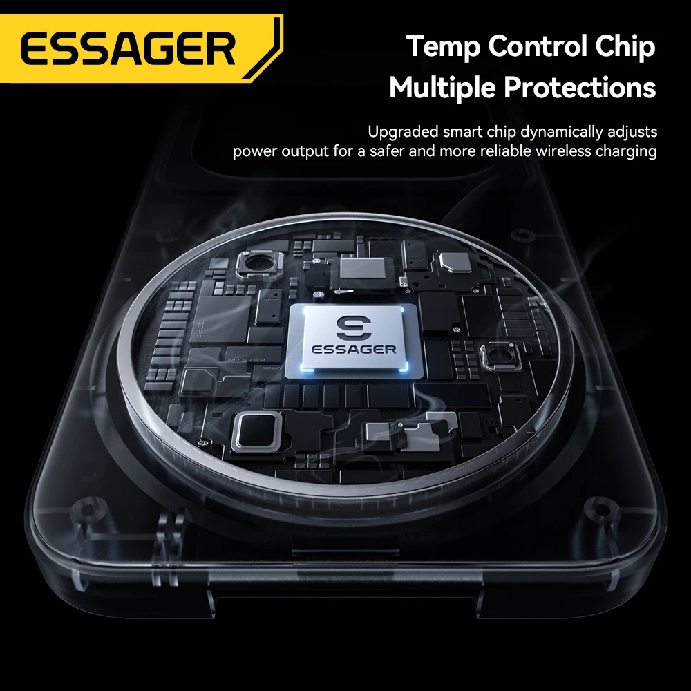 ESSAGER 15W 3-in-1 Magnetic Wireless Charging Station Foldable Charger Stand for iPhone AirPods Watch Phone Holder Fast Charger