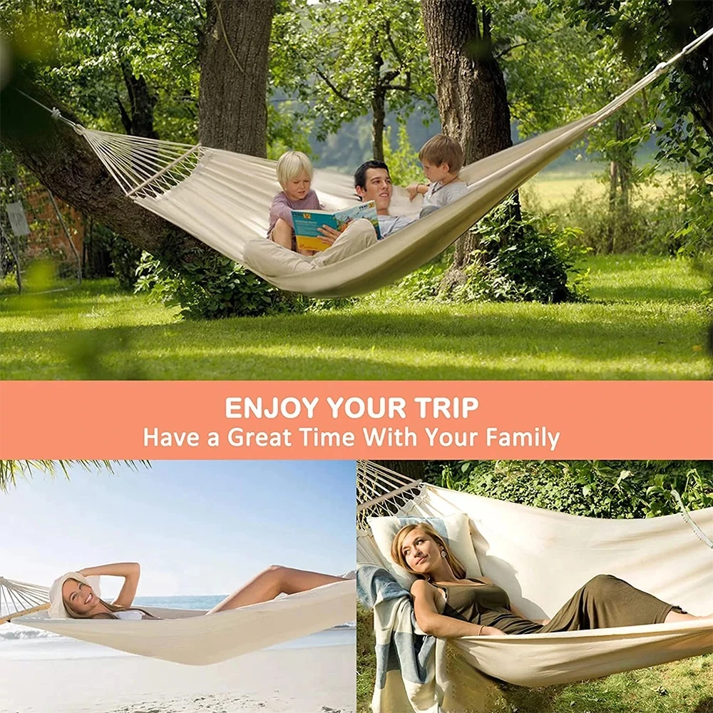 Portable Outdoor Garden Tourist Double Hammocks Travel Camping Leisure Sleeping Hanging Hammock Swing Nature Hike 2