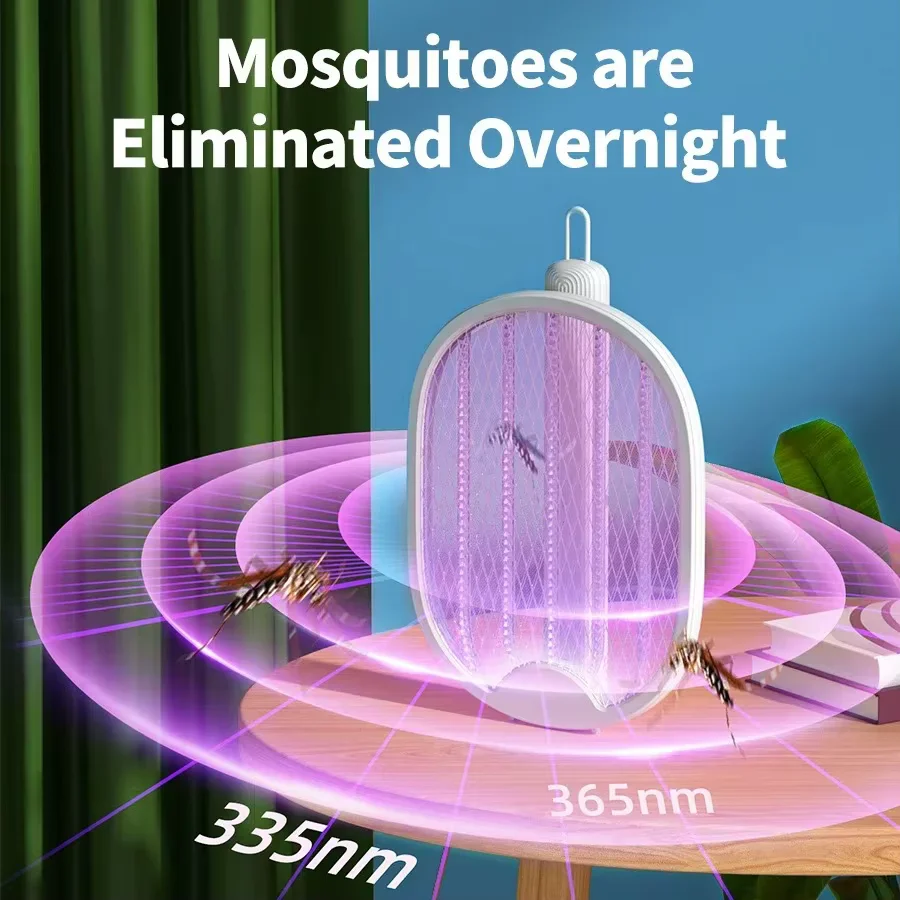 4000V Electric Fly Swatter Upgraded Foldable Bug Zapper Racket USB Rechargeable Mosquito Insect Killer For Indoor Outdoor_voghion.com