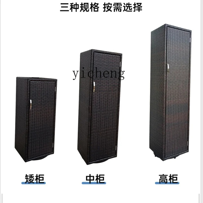 

Zk Rattan Outdoor Balcony Shoe Cabinet Home Doorway 360 Degrees Rotating Locker Storage