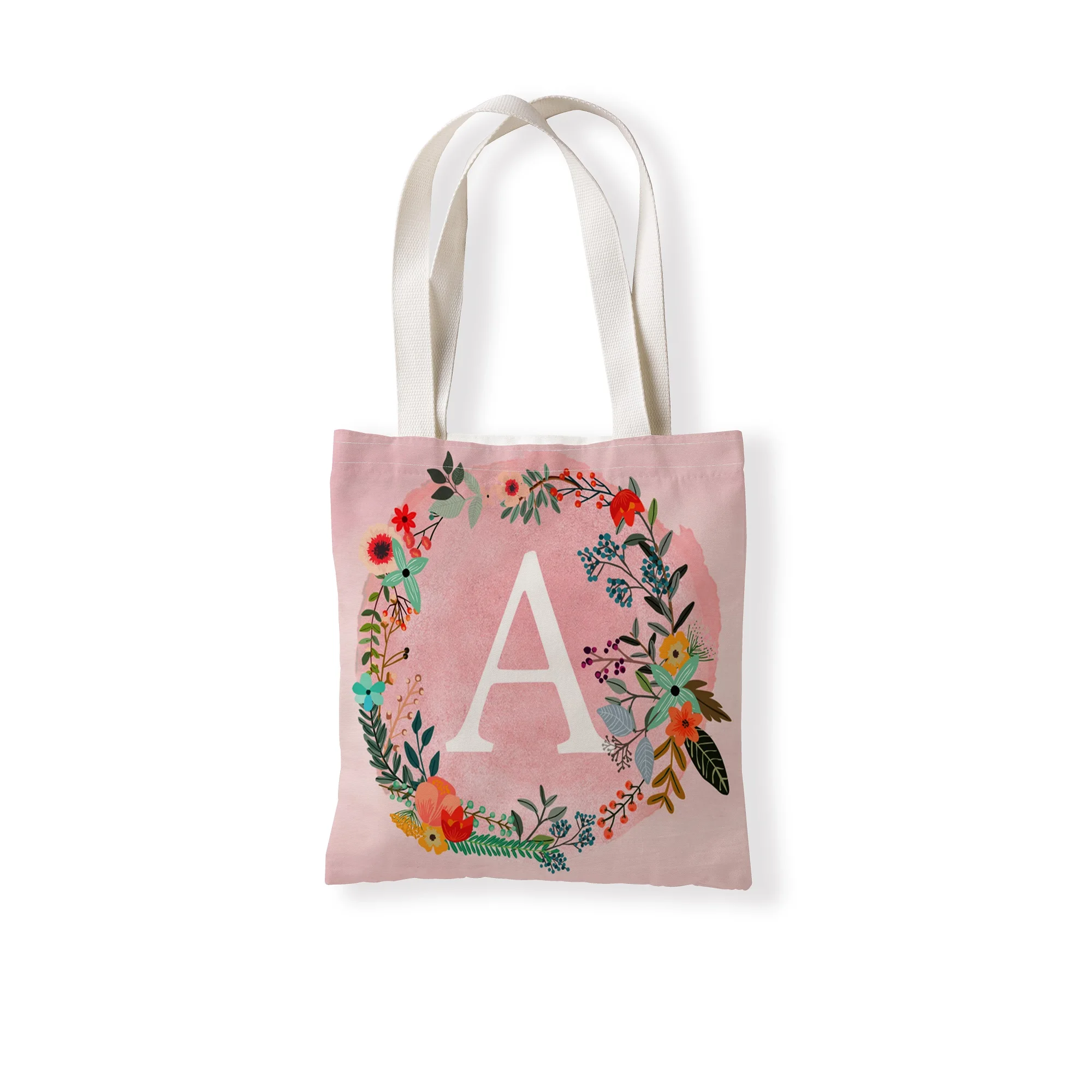 

Inglês letras dupla face impresso sacos de varejo sacos de compras letras simples padrão impresso casual tote bag