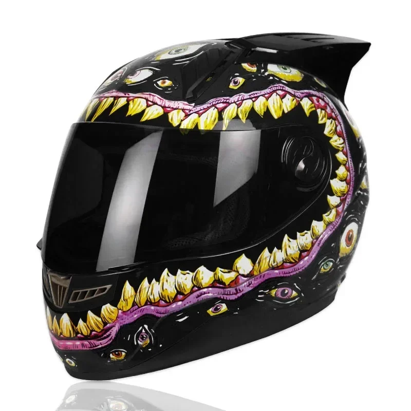 

ECE Approved Full Face Single Lens Racing Helmet Safety Motorcycle Helmets Strong Resistance Off Road Helmet FAST