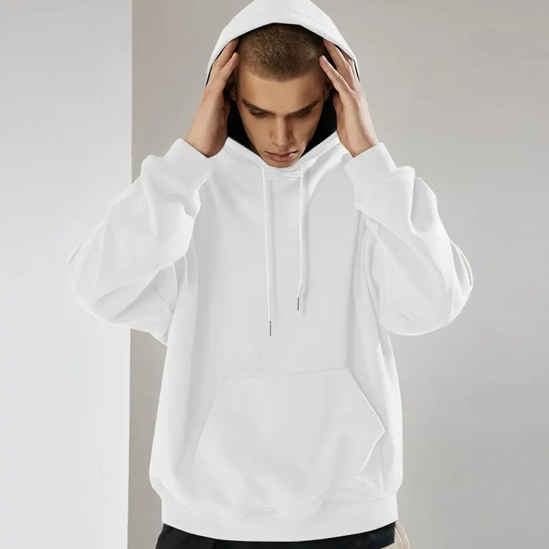 Men's All-In-One Hooded Solid Color Classic Sports Casual Crewneck Pullover Long-Sleeved Hoodie solid color hoodies