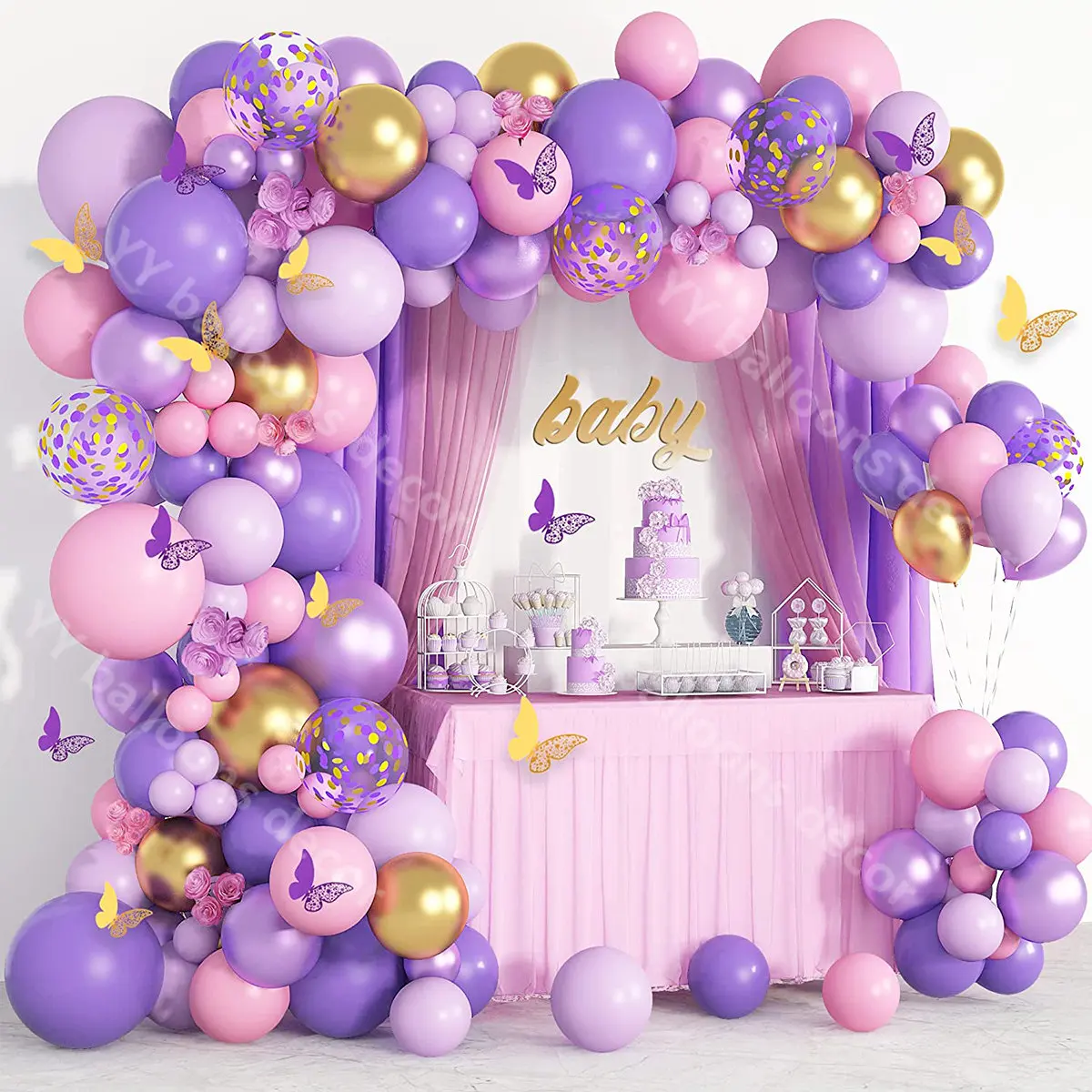 Acheter Ensemble de ballons géants papillon violet clair, 39.3 pouces,  décorations de joyeux anniversaire pour enfants et filles