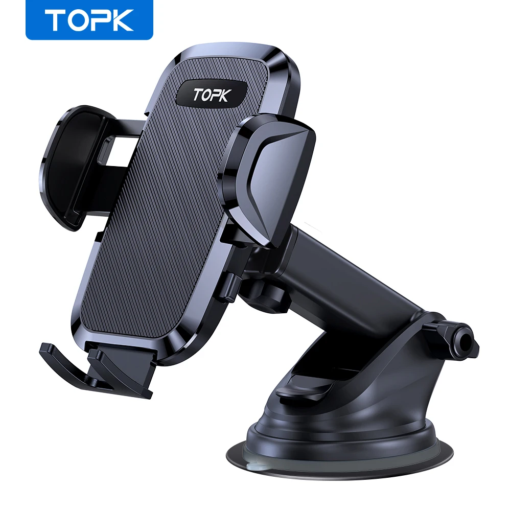 TOPK D38-C Car Phone Holder Mount, Upgraded Adjustable Horizontally And  Vertically Cell Phone Holder For Car Dashboard Compatible With All Phones