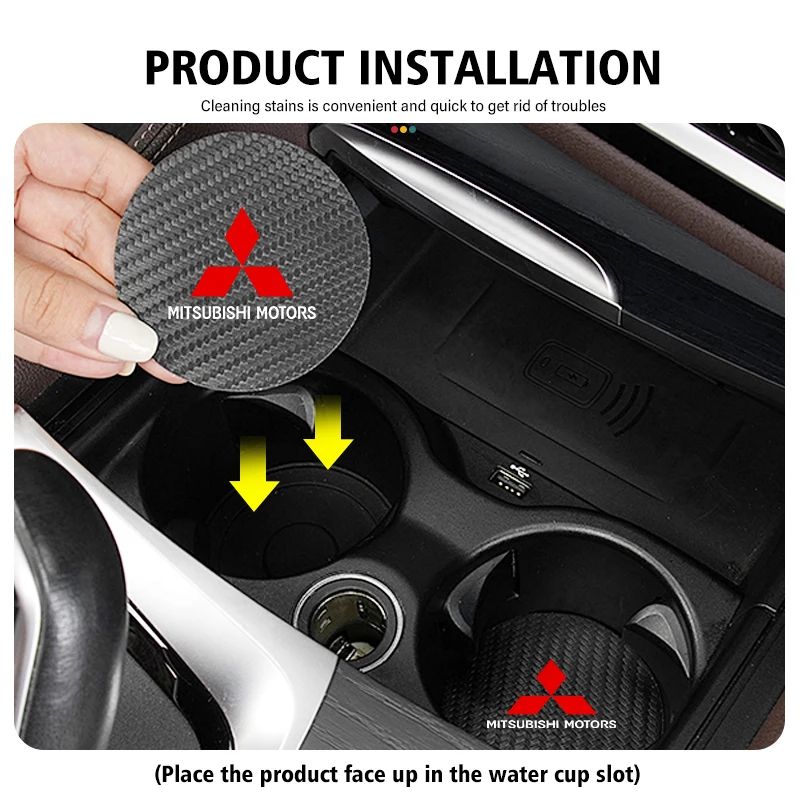Universal Car Coaster Anti-Slip Carbon Cup Pad Bottle Holder Mat for Mitsubishi Outlander Lancer Cross Colt Xpander Mirage