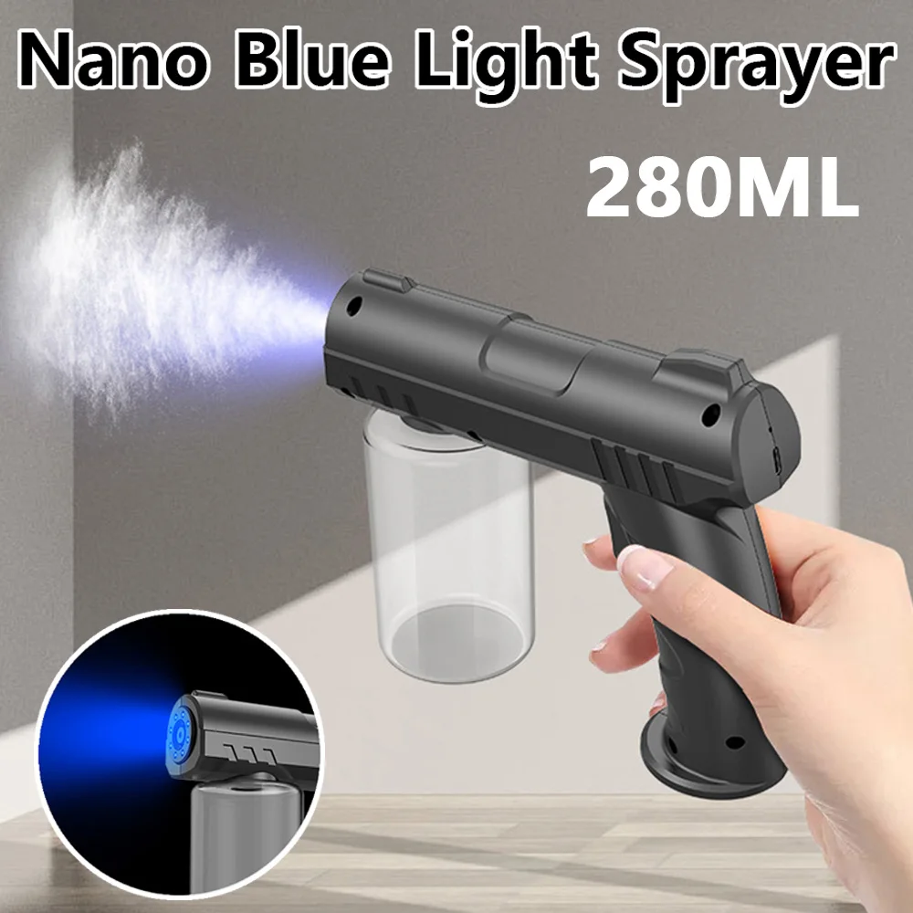 Handheld Nano Disinfection Spray Gun With Blue Light - Portable Electric Atomizer For Home & Office