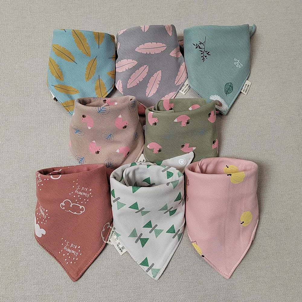 8 Pieces Baby Bibs Bandana Triangle Cotton Soft Infant Feeding Burp Cloth Newborn Teething Slaiva Towel Boy Girl Accessories