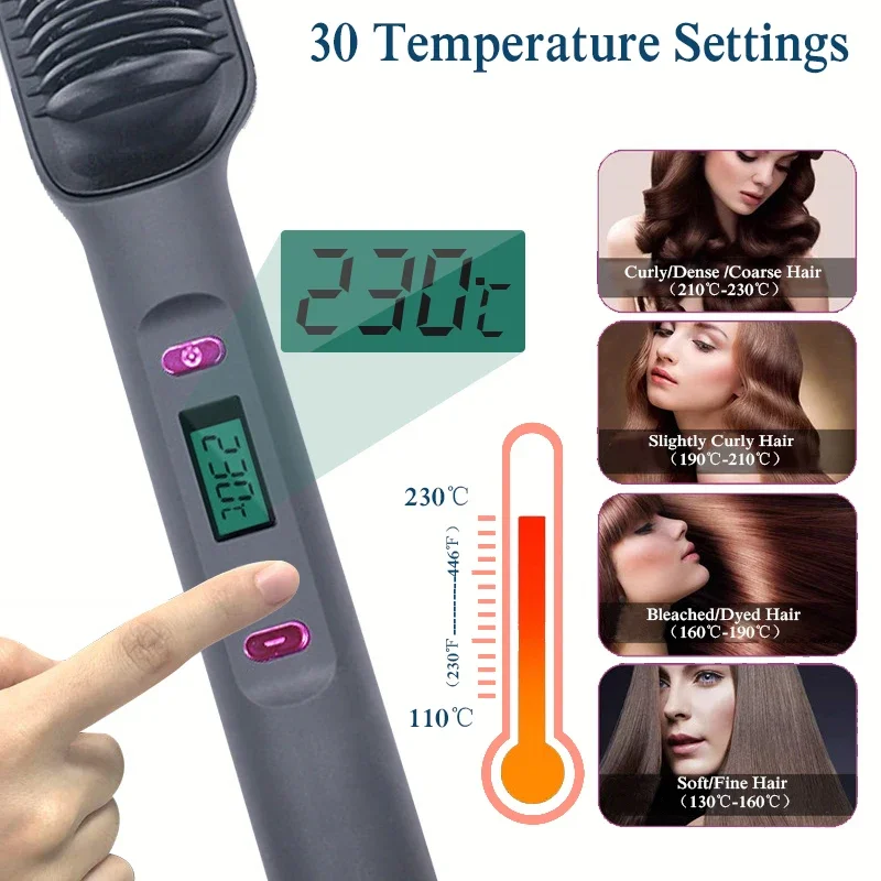 Hot Sale Mini Hair Straightener Hot Comb Customized Hair Styling Hair Brush Straightener Comb LCD Display Sale Hair Straighte 2