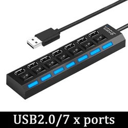 USB Hub Docking Station with LED Lamp and Power Switch - USB Type - C (7 Port USB 2.0)