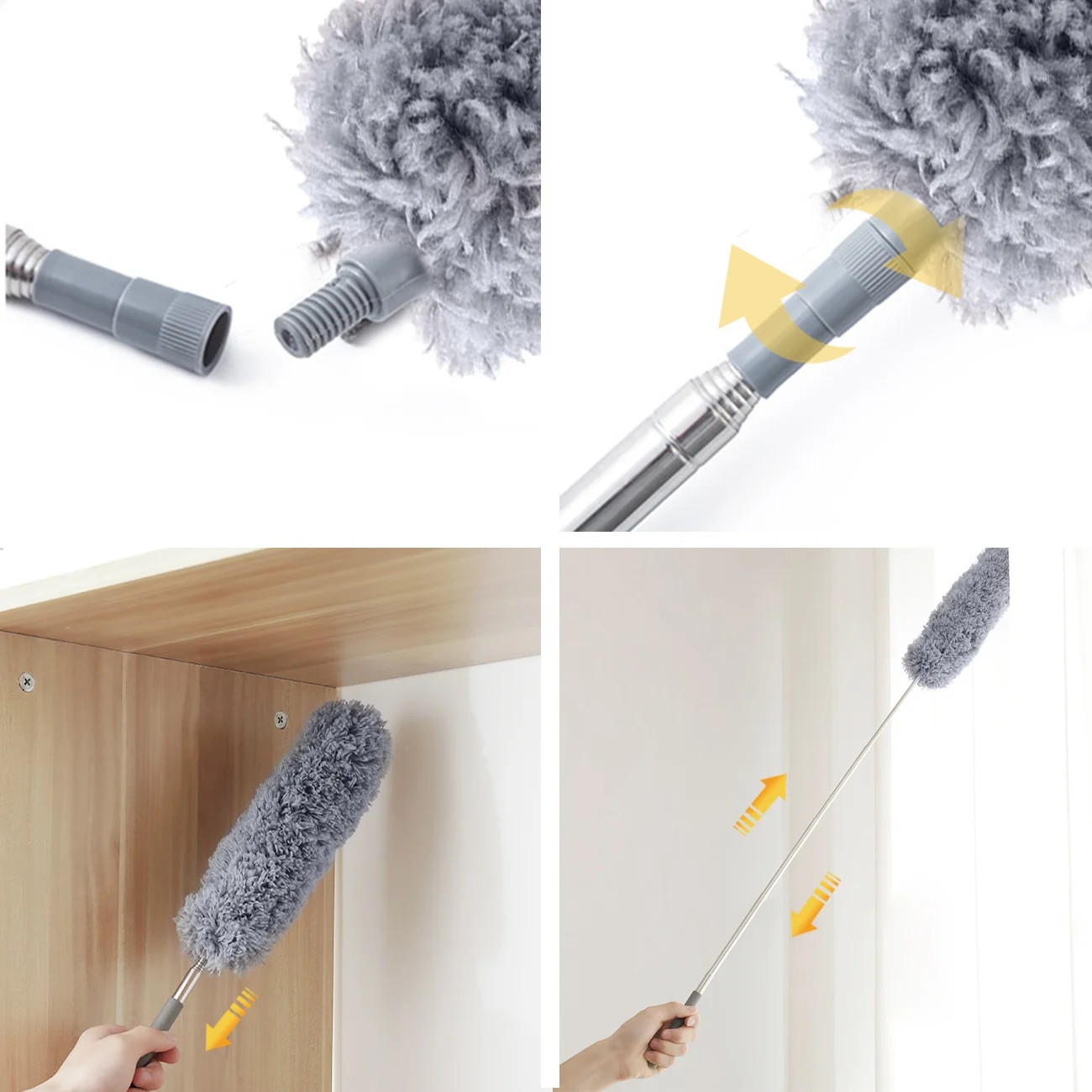 4PCS Long Handle Microfiber Duster Brush For Sofa Bed Furniture