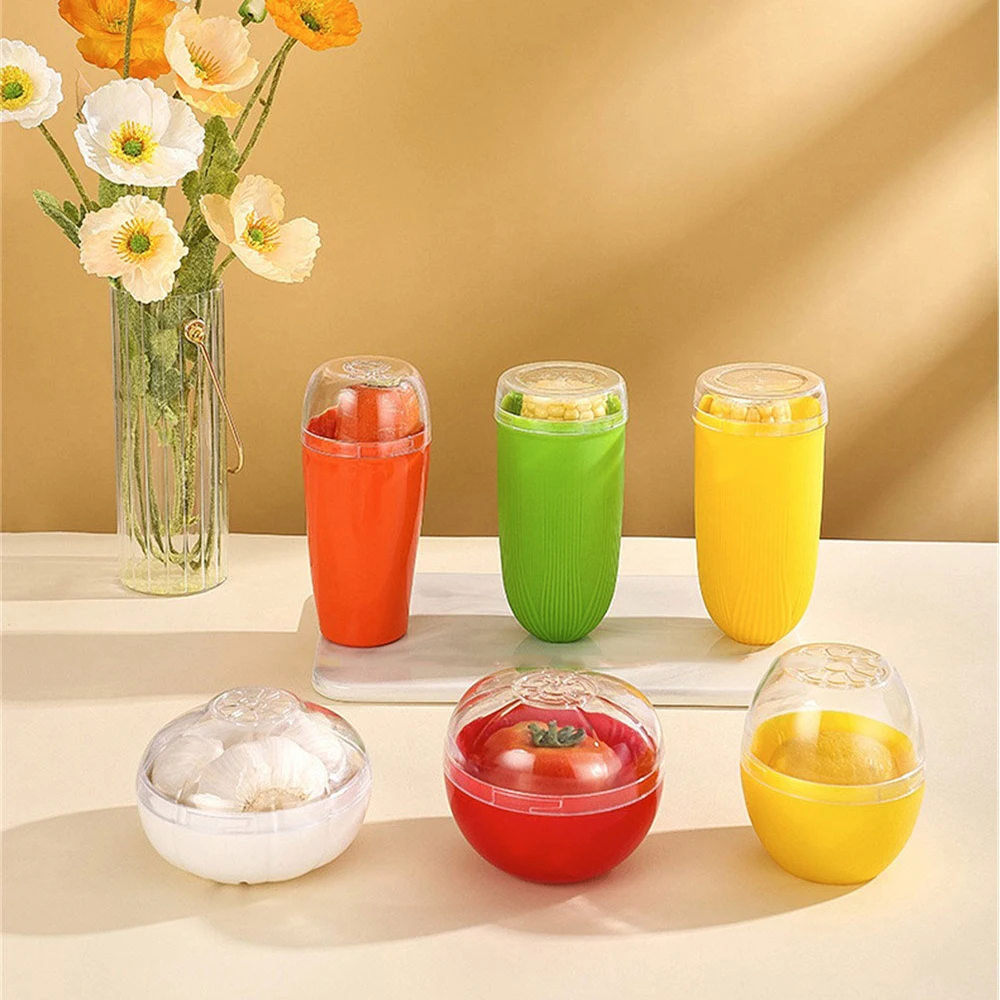 Food Fruit Vegetable Garlic Onion Lemon Orange Corn Saver Box Avocado Keeper Fresher Jars Tomato Storage Container Sealed Box 5
