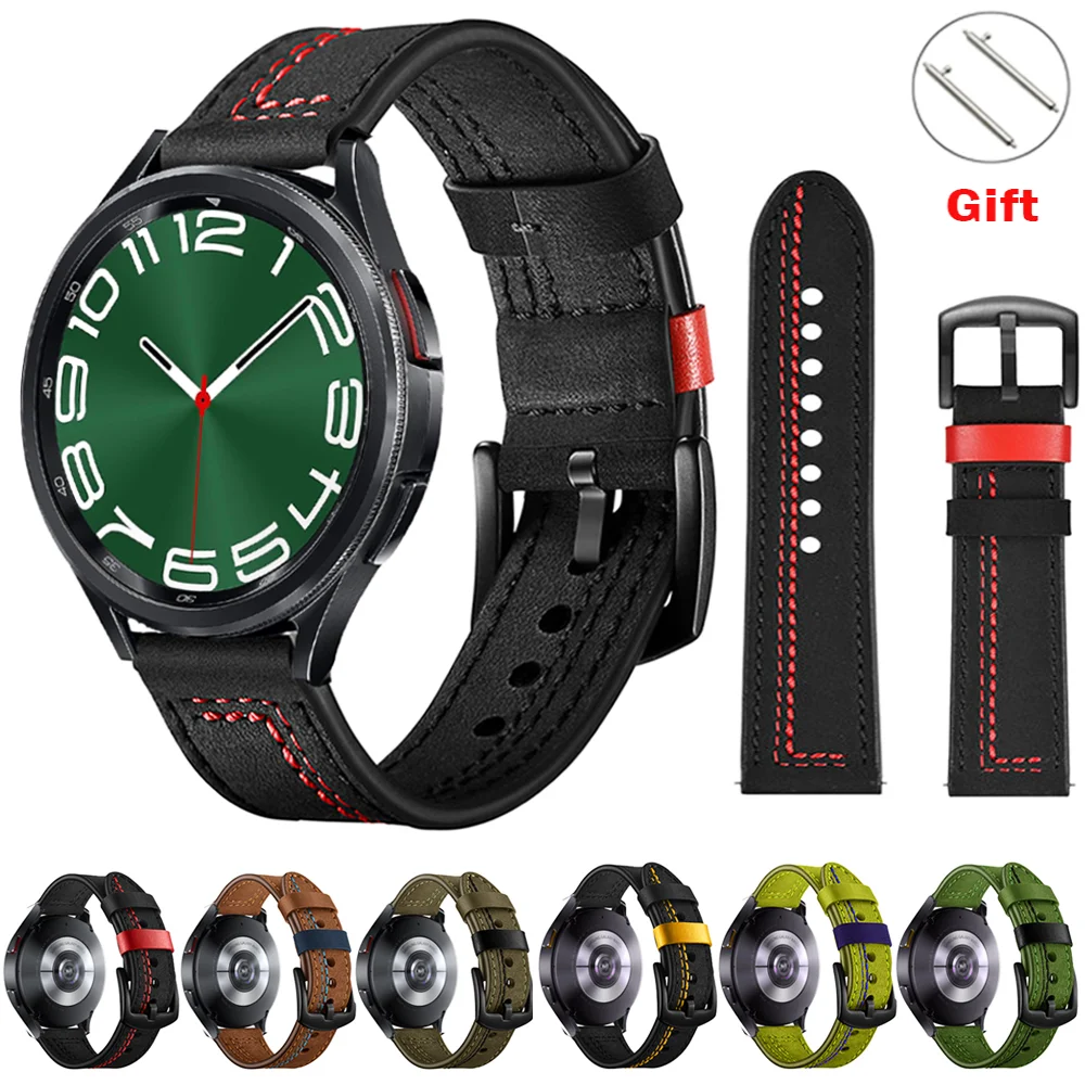 Cinturino In Pelle Per Samsung Galaxy Watch 6/4/Classic/5/Pro/Active 2 Retro Belt 20Mm 22Mm Smart Loop Bracciale Huawei Gt 3-2-2E Strap