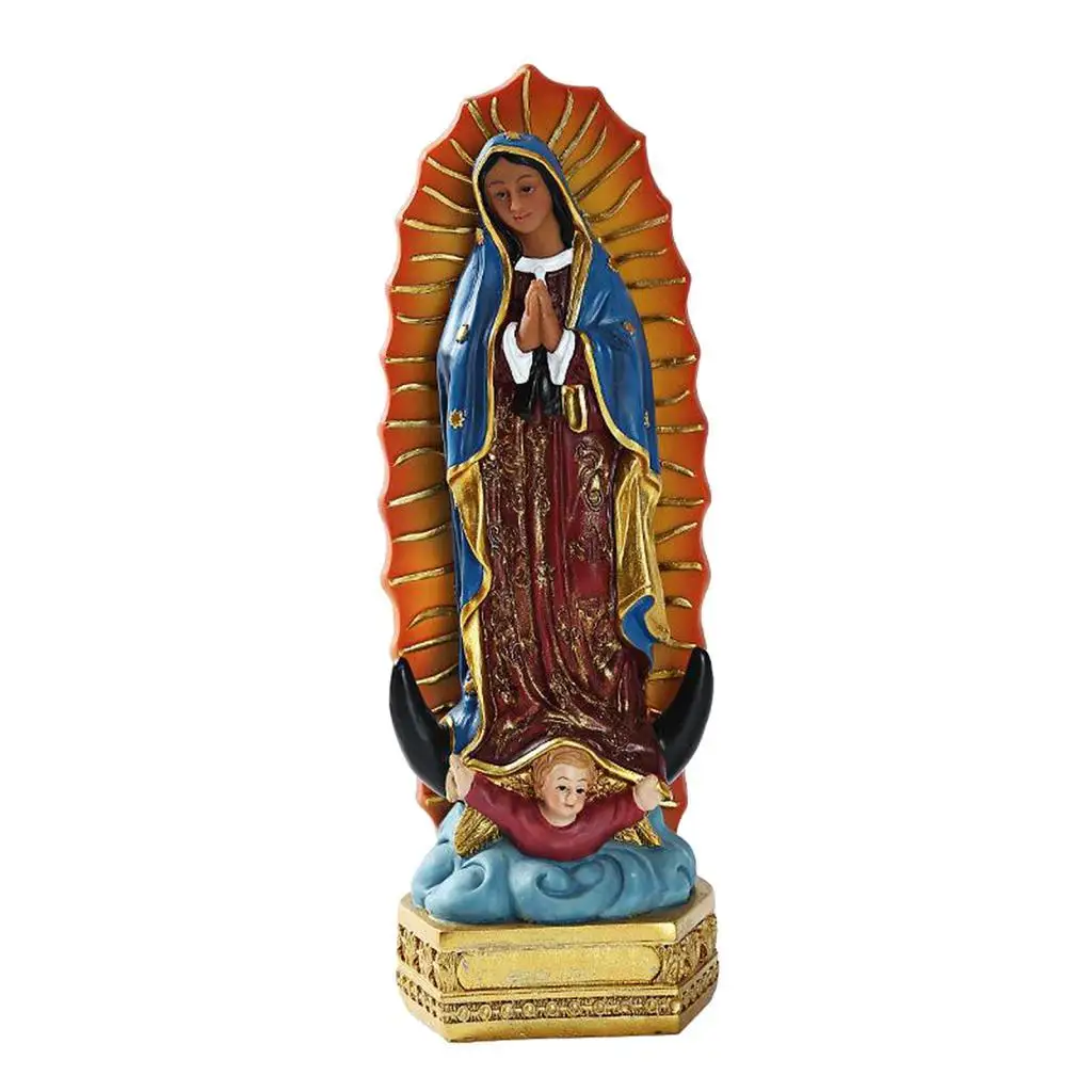 Mary Statue Our Lady Blessed Mother Figurines Resin Catholic Sculpture for Home Desktop Decoration Xmas Ornament