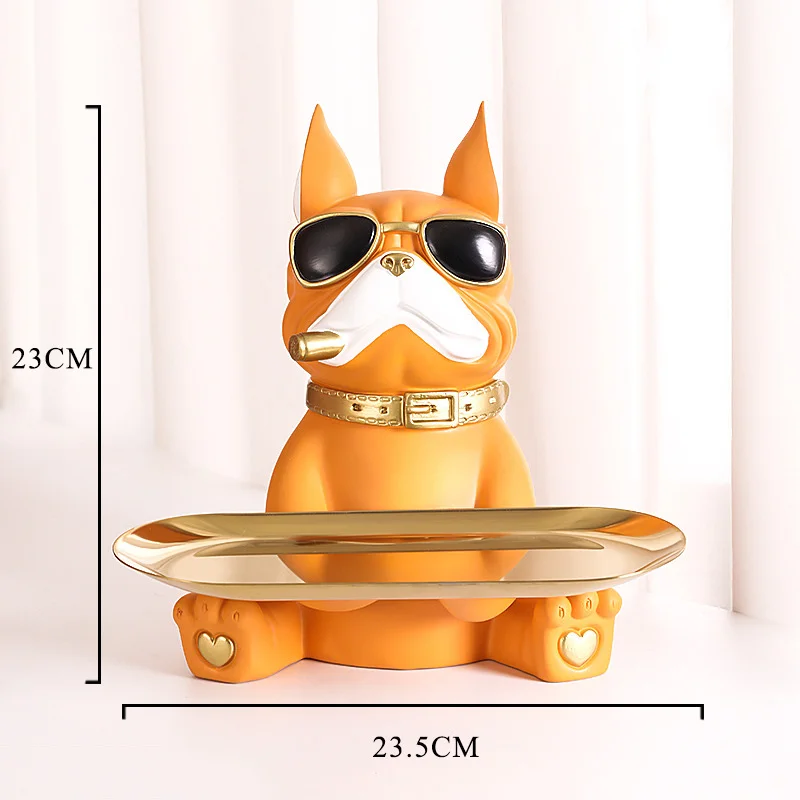 2022 Cool Bulldog Figurines Resin Animal Sculpture Ornaments Storage Room Decor Moden Multifunction Statue For Home Decoration 
