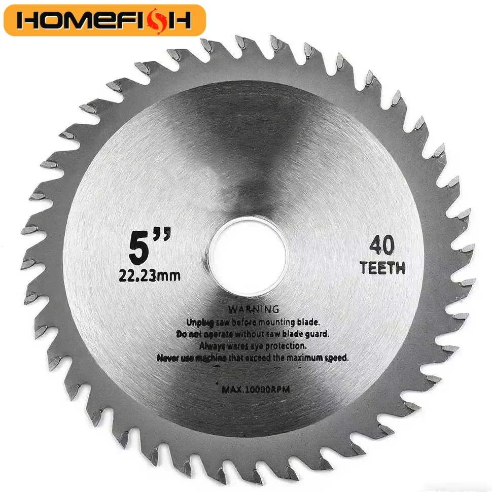 Cutting Disc 5inch 125mm Cutting Disc Mini Circular Saw Blade For Wood Plastic Metal Rotating Carbide Cutting Tools 40 Teeth 12000 Max RPM