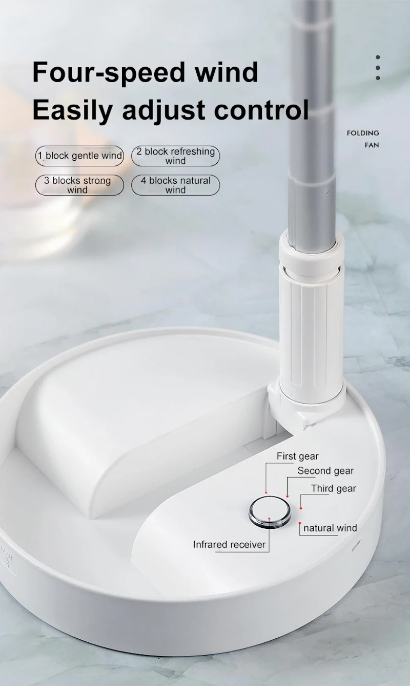 Description Picture 5 of itemTelescopic High Quality Portable Folding Air Cooling Fan USB Rechargeable Stand Fan For Office And Home