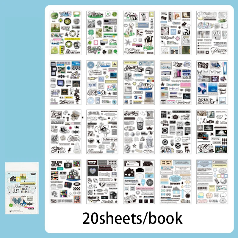 Mr. Paper Cloud’s Edge Imprint Sticker Book 20 Sheets - PET Die-Cut Craft, Ethereal Journal Decor, Creative Collage Material