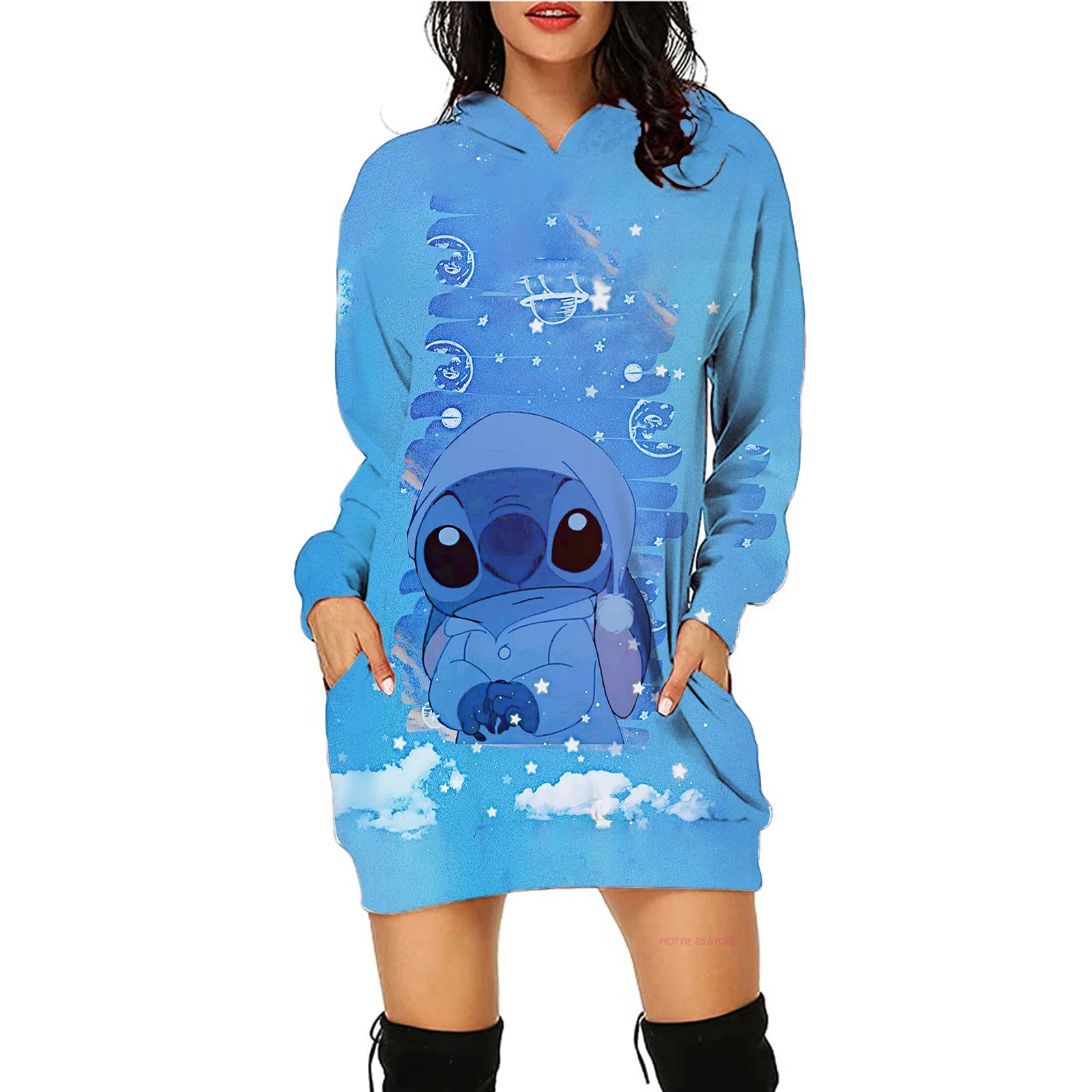 Sudadera con capucha de Stitch para ropa deportiva informal de gran tamaño, con Premium - AliExpress