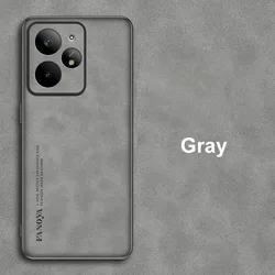 Luxury PU Leather Phone Case with Silicone Full Protection Back Cover for Realme Neo 7 Turbo (Gray)