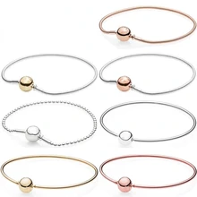 

New 100% s925 Silver Basic Chain Fit Original Charm Pandoraer Snake Bone Bracelet For Women Beads DIY Me Series Jewelry Gift