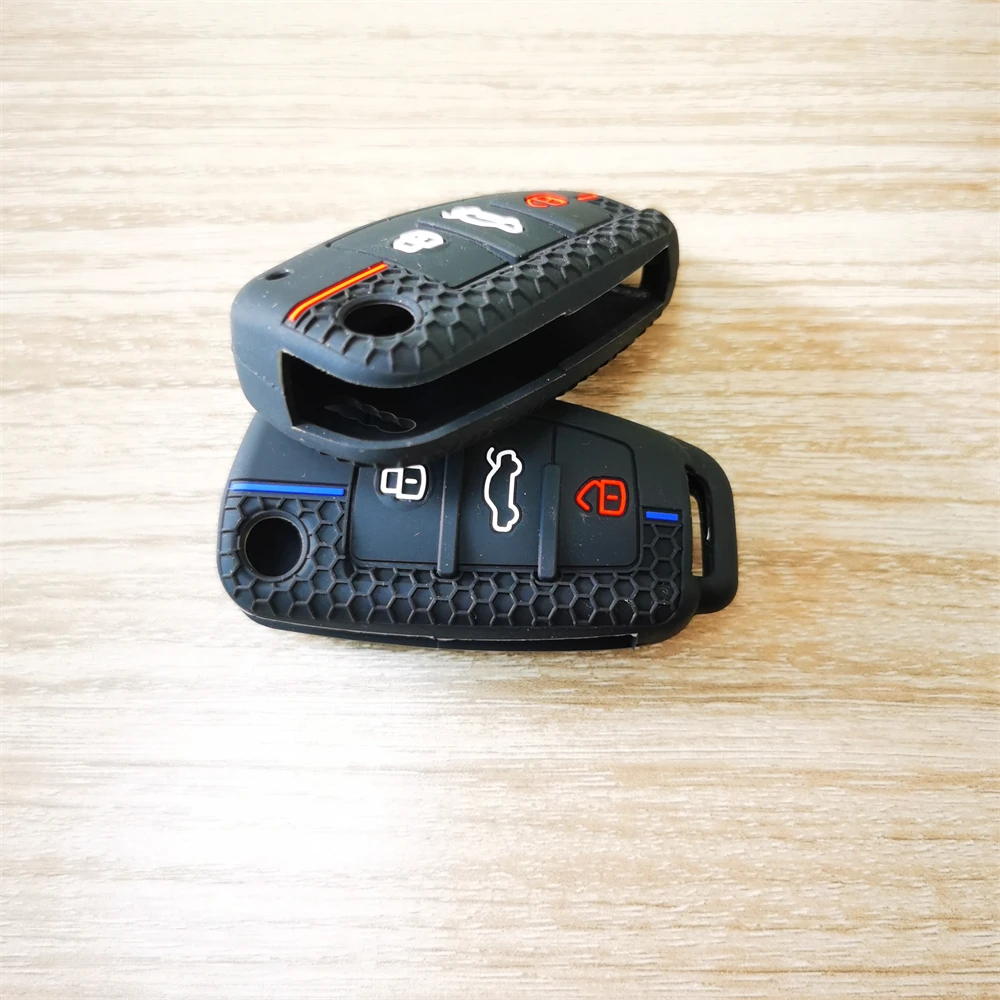 Key Case Cover Silicone Key Case Cover Shell for Audi A4 B7 A6 C6 4f 8v A3 8p A1 A3 Accessories Auto Remote Key Holder 3 Button Jacket