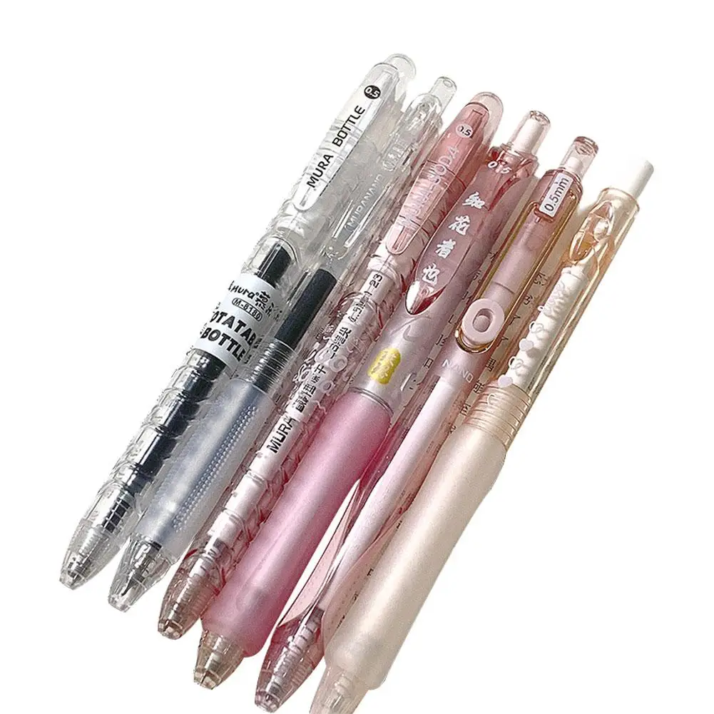 6pcs Korean Fashion Gel Pen Simplicity Transparent Writing Scrapbook Pen Visiable School Pen To Back Stationery Gel Supplie H1Q6
