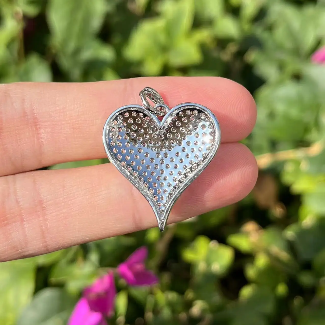 5pcs/lot Classical Heart Pendant Zirconia Paved Charms 25x26mm for Hand Making Custom Bracelets Jewelry Accessories