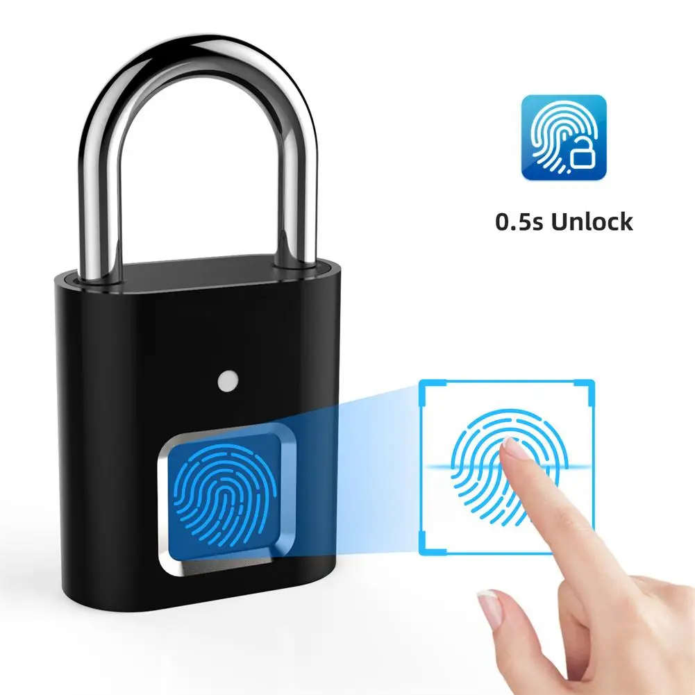 Fingerprint Padlock Biometric Metal Keyless Thumbprint Lock USB