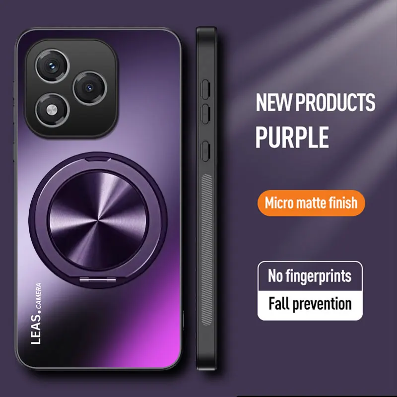 Magnetic Matte Shockproof Case with 360° Rotating Ring Holder and Hard Bumper Shell