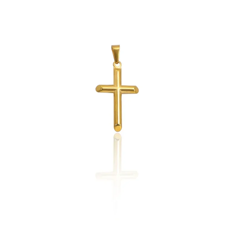 RHYSONG Fashion DIY 316L Stainless Steel Cross Pendant Necklace Gold Silver Color Charms For Women Jewelry Making Without Chain 5