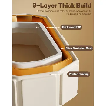 portable bathtub - collapsible bath tub non-slip base cat dog wash shower basin foldable bathtub for small spaces white 6