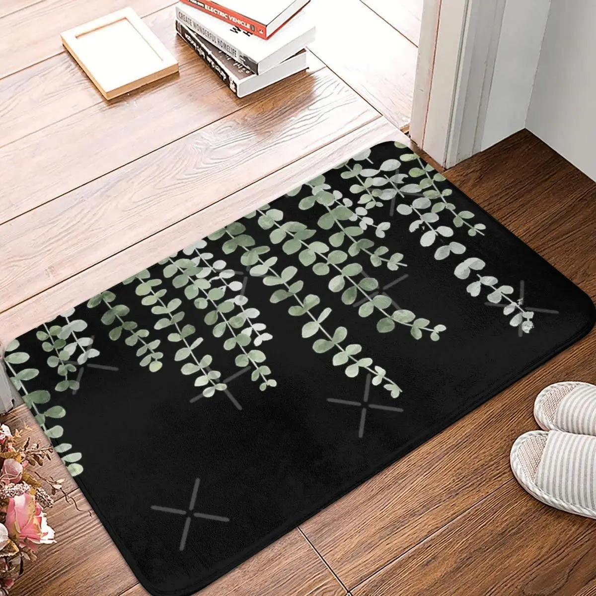 

Eucalyptus Watercolor Black 40x60cm Carpet Polyester Floor Mats Mats Personalized Doorway Home Decor