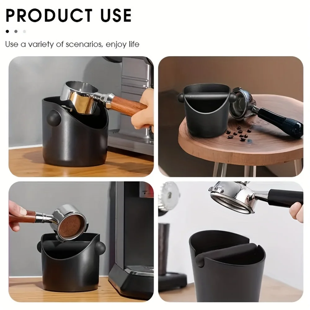 Espresso Knock Box Shock-Absorbent Coffee Knock Box Anti-slip Espresso Dump Bin For Coffee Grounds with Removable Knock Bar Grind Waste Bin