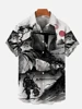 Vintage Japan Harajuku Retro Masked Samurai Men's Hawaiian Casual Shirt Men With Print Short Loose Camisas Casuais Slim Fit Y2K 6
