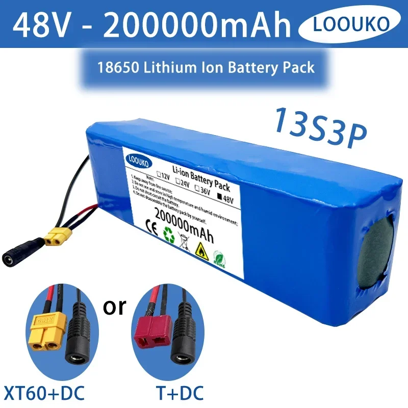 

48V 200000mAh 20000W 13S3P XT60 48V Lithium Ion Battery Pack 200Ah for 54.6v E-bike Electric Bicycle Scooter with BMS charger