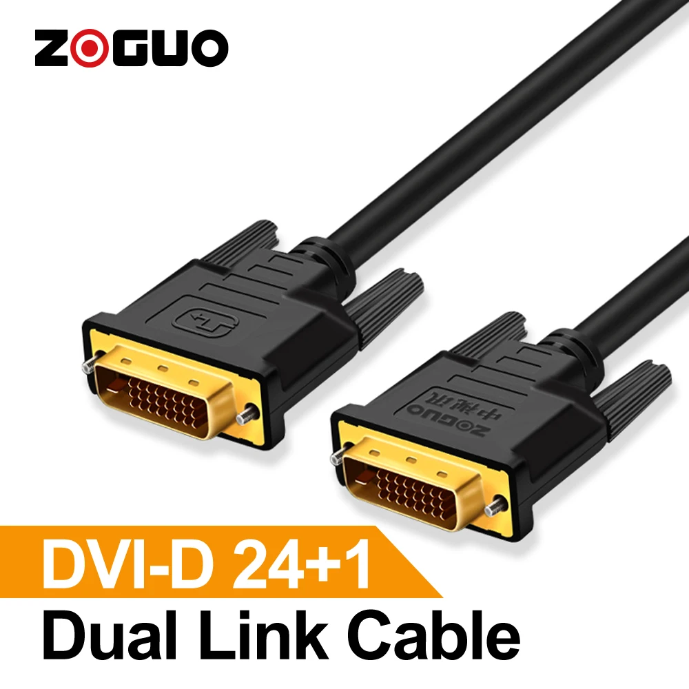

ZOGUO DVI-D 24+1 Dual Link Male to Male Video Cable Gold Plated Support Full HD/1080p for Gaming, DVD, Laptop HDTV Projector