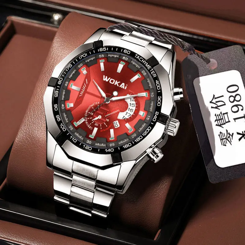 WOKAI Watch Men Red Sports Watches Fashion Imitation Mechanical