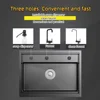 RLL Hidden Kitchen Sink Black Nano 304 Stainless Steel Sink Hidden Kitchen Fruit And Vegetable Bowl Cleaning Pool Home Bar Sink 5