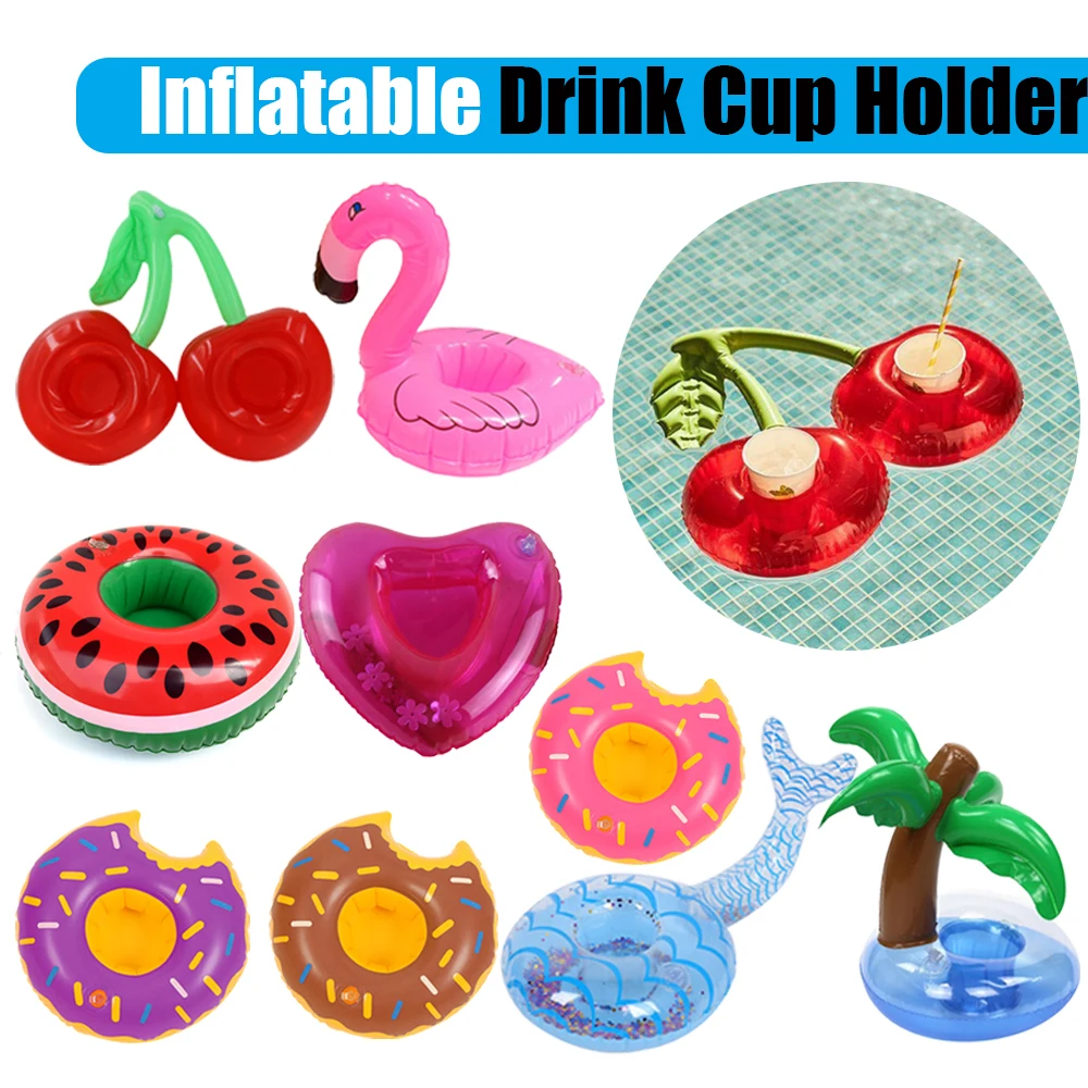 1PC Inflatable Float Cup Pad Swimming Pool Drink Cup Stand Holder Cute