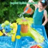 Summer Beach Water Table for Toddlers 4-in-1 Outdoor Play Table Rain Showers Splash Pond Toys 24 PCS Sensory Activity Sand Table 4