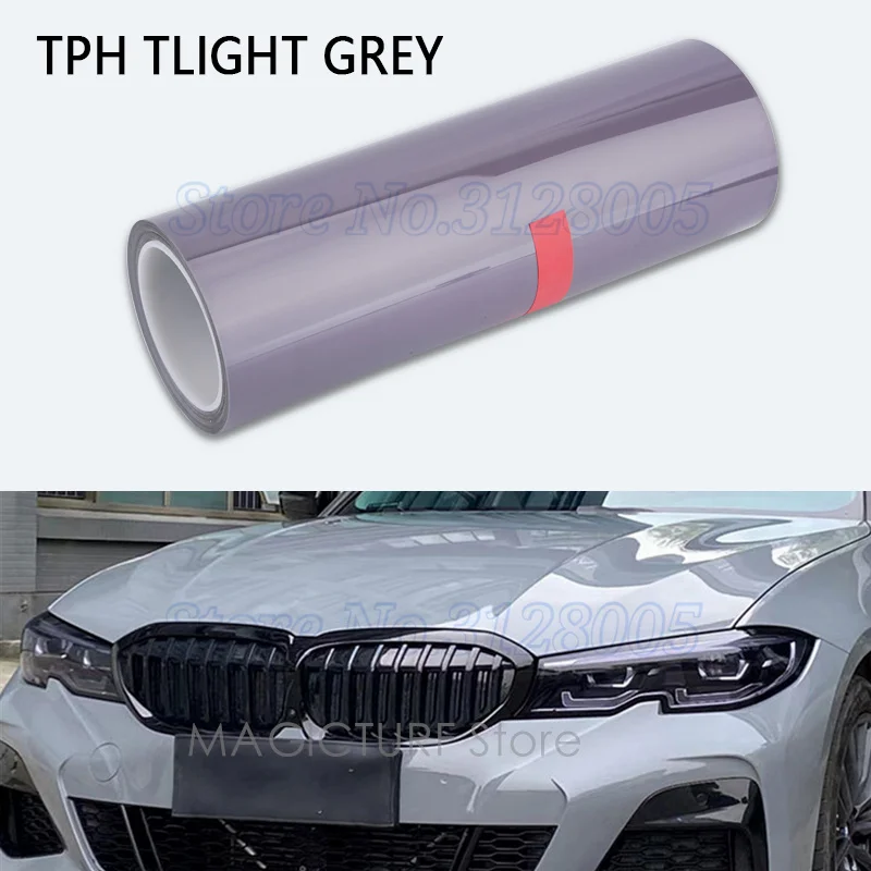 50/30x200CM Universelle Auto-Lampen-Tönungsfolie DIY Lichtschutzfolie Schwarz Klar Hellgrau TPH Auto-PPF-Folie für Scheinwerfer und Rückleuchten – Detail 9
