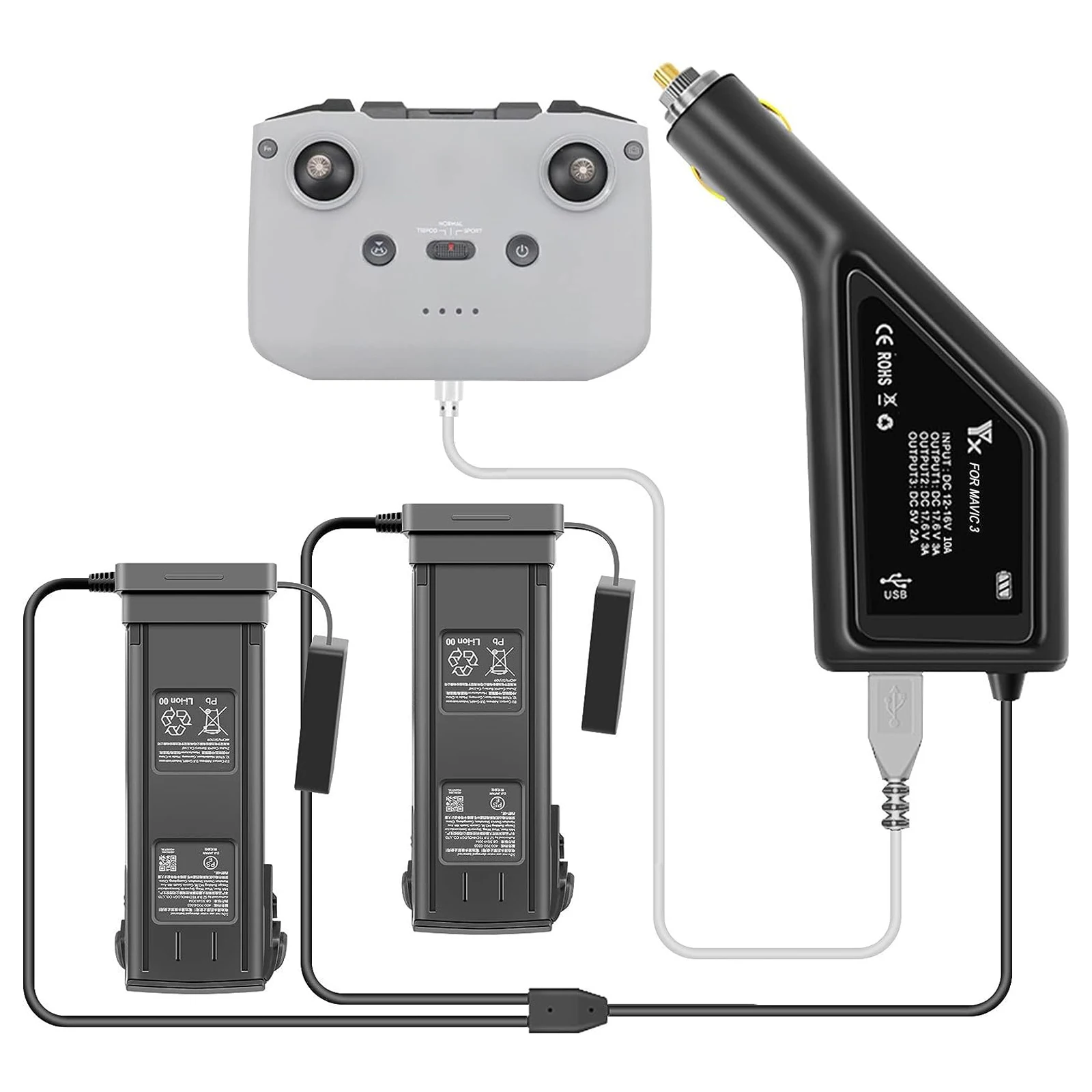 Chargeur Batterie Drone DJI Mavic 3 / Cine 100W 2 ports