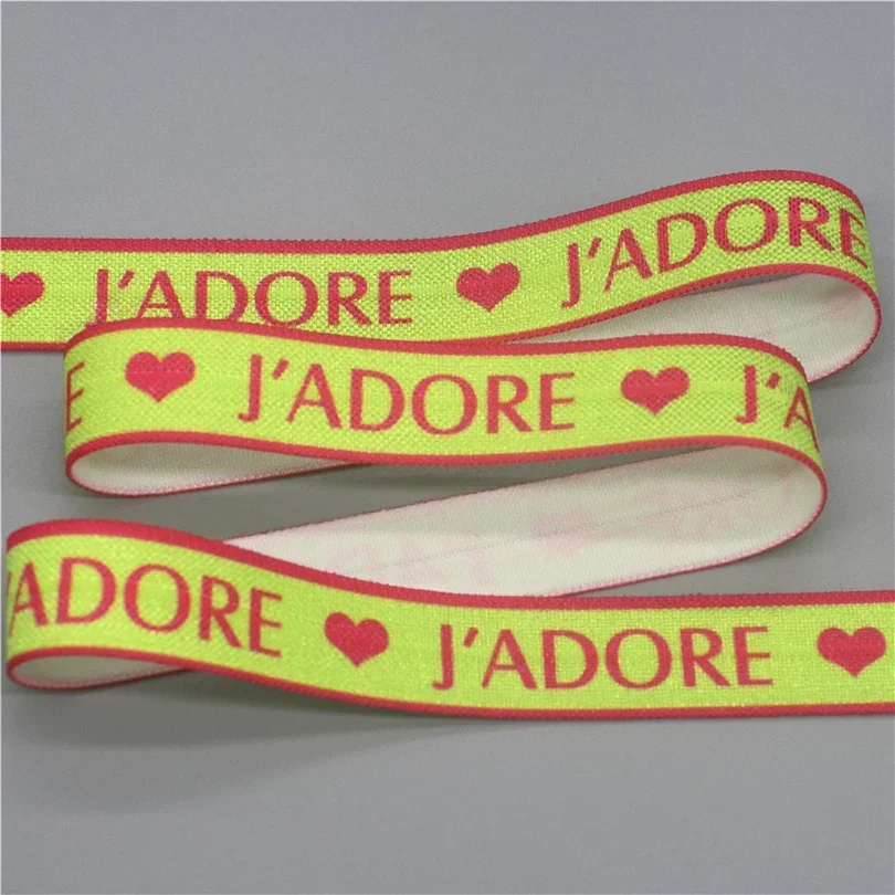 DHK 5/8'' 5yards J'adore Brave Wave Printed Fold Elastic FOE Stretch Ribbon Accessories Decorations Craft DIY Sewing C2593 ribbon decoration,ribbon supplies,sewing ribbon