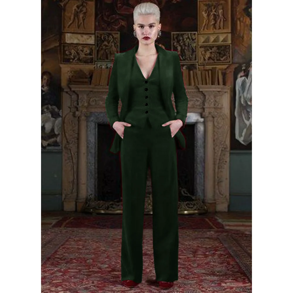 Women's Three Piece Suit Velvet Single Breasted Elegant Women's Pants Suits Female Suits Set Formal New in Matching Groups Sets 6